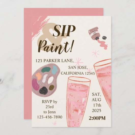 Farbe und Sip Einladung Weinprobe (Vorne/Hinten)