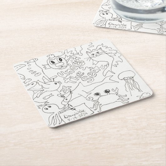 Farbe: "Unter dem Meer" Rechteckiger Pappuntersetzer (angewinkelt)