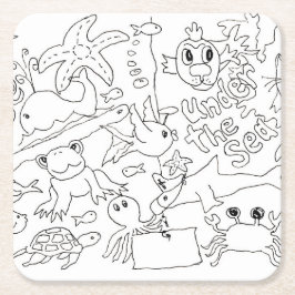 Farbe: "Unter dem Meer" Rechteckiger Pappuntersetzer