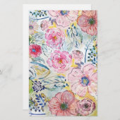 Farbe von Hand mit Aquarellfarbe Blumendesign Briefpapier (Vorne/Hinten)
