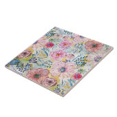 Farbe von Hand mit Aquarellfarbe Blumendesign Fliese (Seite)