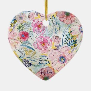 Farbe von Hand mit Aquarellfarbe Blumendesign Keramikornament