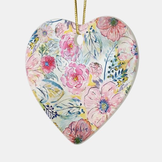 Farbe von Hand mit Aquarellfarbe Blumendesign Keramikornament (Links)