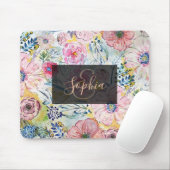 Farbe von Hand mit Aquarellfarbe Blumendesign Mousepad (Mit Mouse)