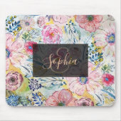 Farbe von Hand mit Aquarellfarbe Blumendesign Mousepad (Vorne)
