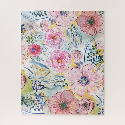 Farbe von Hand mit Aquarellfarbe Blumendesign Puzzle (Vertikal)