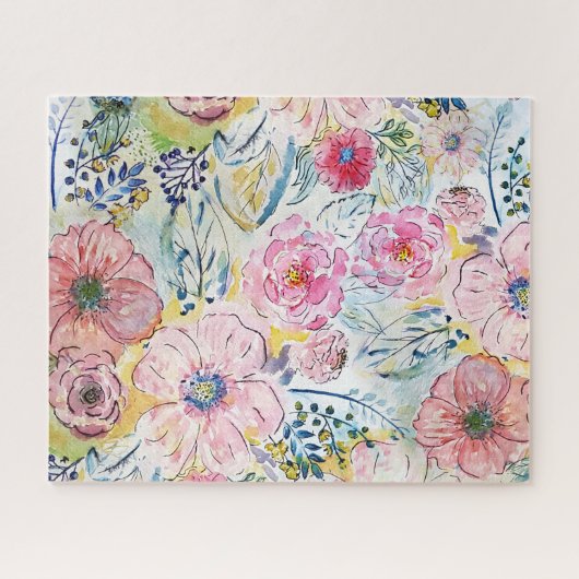 Farbe von Hand mit Aquarellfarbe Blumendesign Puzzle (Horizontal)