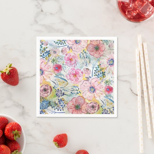 Farbe von Hand mit Aquarellfarbe Blumendesign Serviette (Beispiel)