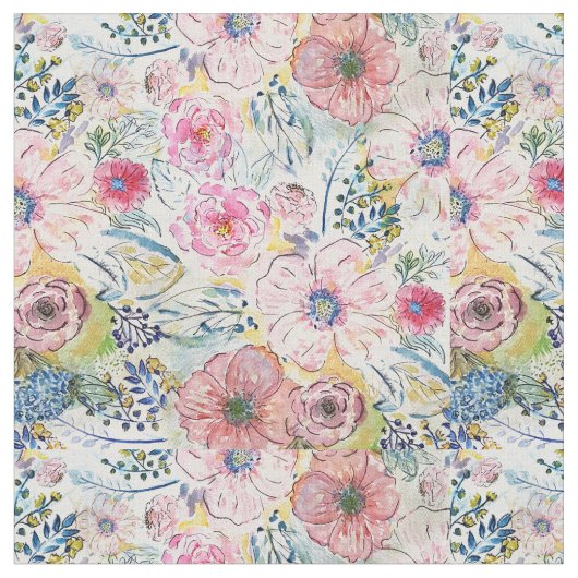 Farbe von Hand mit Aquarellfarbe Blumendesign Stoff (Nahaufnahme)