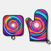 Farbe Vortex: Dynamisches Design Ofenhandschuh & Topflappen-Set (Vorderseite)