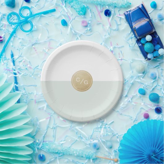 Farbeditierbare minimalistische moderne Hochzeitmo Pappteller (Party)