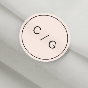 Farbeditierbare minimalistische moderne Paar monog Runder Aufkleber