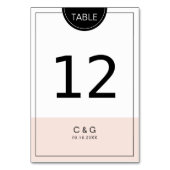Farbeditierbare rosa moderne minimalistische Tisch Tischnummer (Rückseite)
