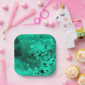 Farbeffekt des Spritzers grün und schwarz Pappteller (Party)