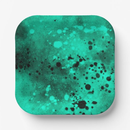 Farbeffekt des Spritzers grün und schwarz Pappteller (Vorderseite)