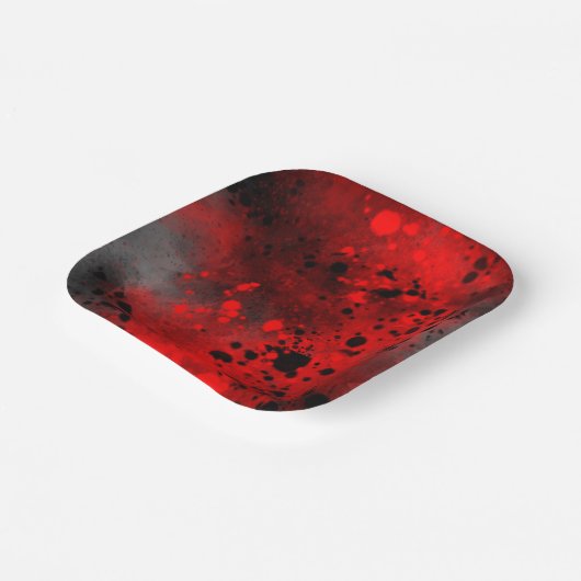 Farbeffekt Spritzer rot/schwarz Pappteller (Gewinkelt)