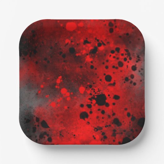 Farbeffekt Spritzer rot/schwarz Pappteller (Vorderseite)