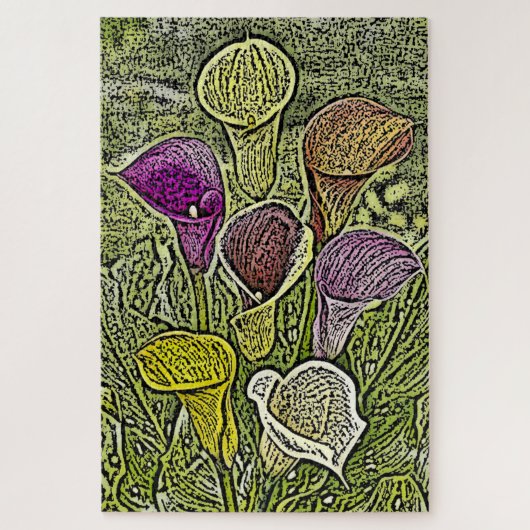 Farbeingravierte Calla-Lilien Puzzle (Vertikal)