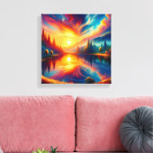 Farben am See Leinwanddruck (Insitu (Wohnzimmer))
