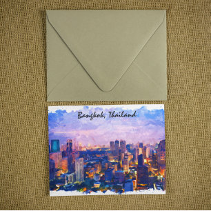 Farben Bangkok Thailand City Wasserfarbe Postkarte