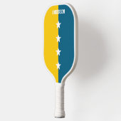 Farben Blau & Maisgelb Monogramm Pickleball Schläger (Links)