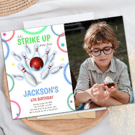 Farben Bowling Geburtstagseinladungen mit Foto Einladung