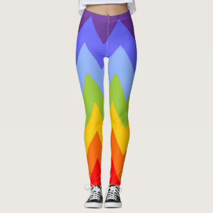 Farben Chakras / Regenbogen - Zickzack-Chevronen Leggings