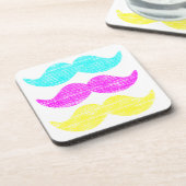 Farben CMY Mustaches (Letterpress style) Getränkeuntersetzer (Linke Seite)
