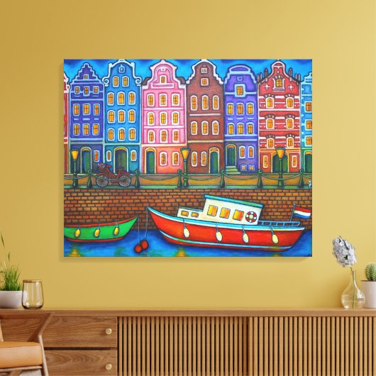 Farben der Amsterdam Stretched Canvas Print Leinwanddruck (Insitu (Wohnzimmer))