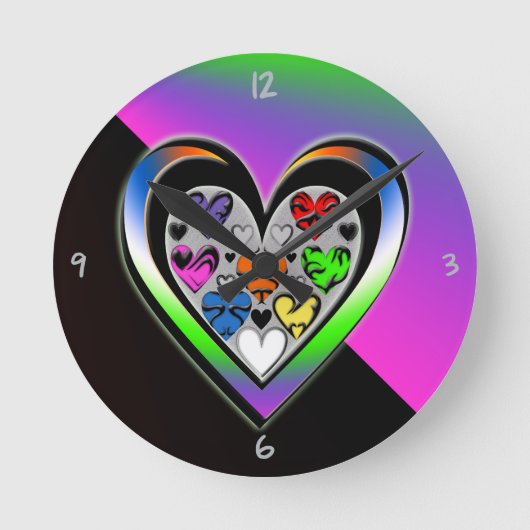 Farben der Liebe Runde Wanduhr (Vorderseite)
