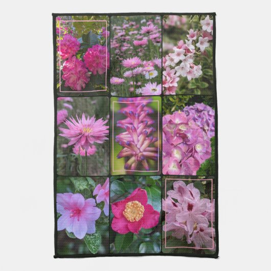 Farben der Natur - rosa Blumen Geschirrtuch (Vertikal)