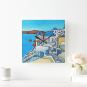 Farben der Santorin-Uhr Quadratische Wanduhr (Zuhause)