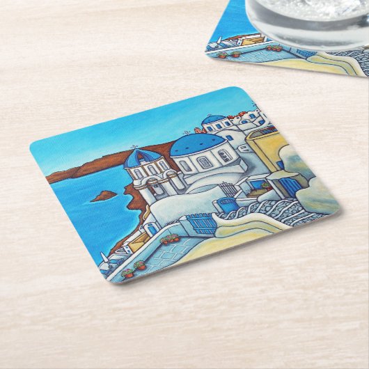 Farben der Santorini-Untersetzer Rechteckiger Pappuntersetzer (angewinkelt)