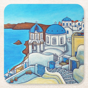 Farben der Santorini-Untersetzer Rechteckiger Pappuntersetzer