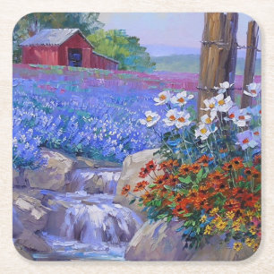 Farben der Sommerkunst Rechteckiger Pappuntersetzer