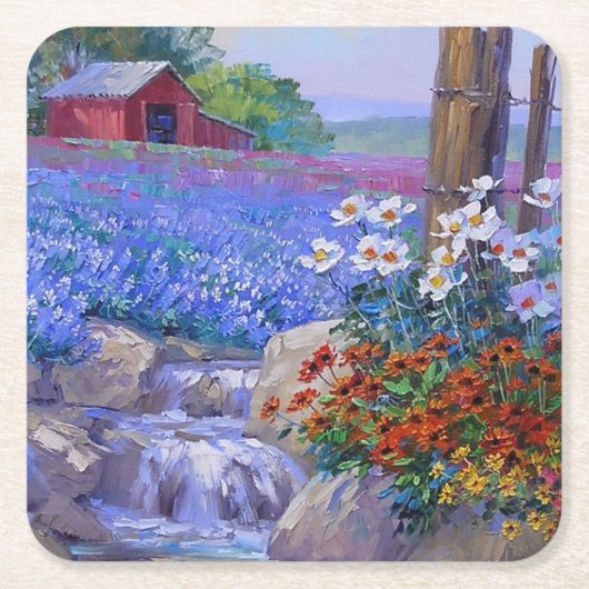 Farben der Sommerkunst Rechteckiger Pappuntersetzer (Vorderseite)