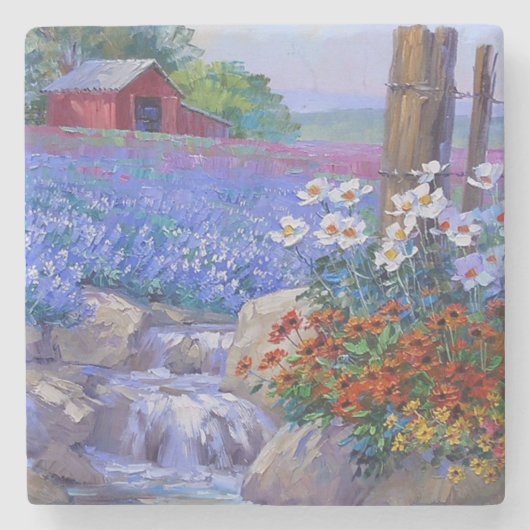 Farben der Sommerkunst Steinuntersetzer (Vorderseite)