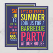 Farben der sommerlichen kühlen GRILLEN Party Einla Einladung (Vorne/Hinten)