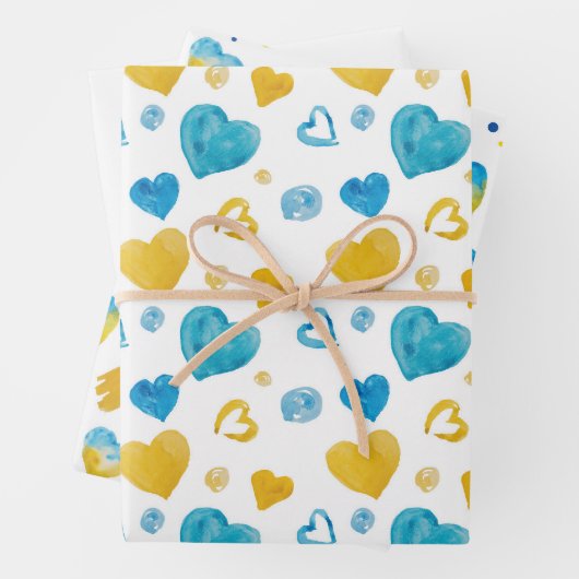 Farben der Ukraine Blau-Gelb-Weiß Geschenkpapier Set (Beispiel)