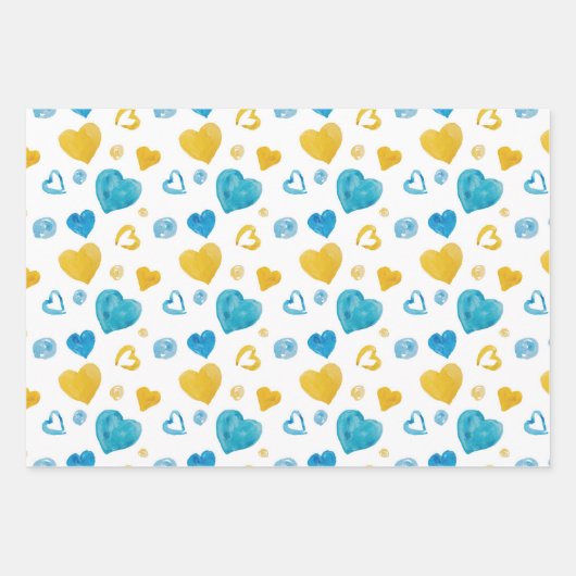 Farben der Ukraine Blau-Gelb-Weiß Geschenkpapier Set (Vorderseite)