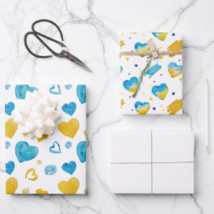 Farben der Ukraine Blau-Gelb-Weiß Geschenkpapier Set