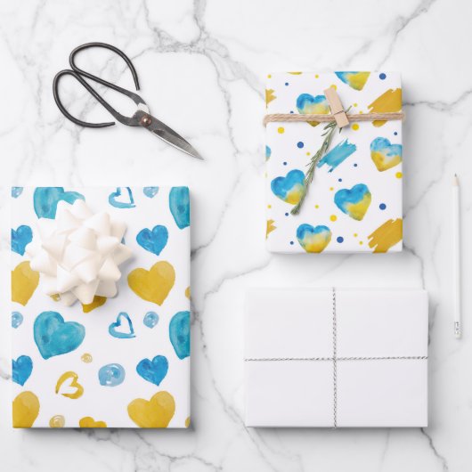 Farben der Ukraine Blau-Gelb-Weiß Geschenkpapier Set (Vorderseite)