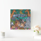 Farben der Wall-Uhr auf dem Afrikanischen Platz Quadratische Wanduhr (Zuhause)