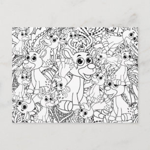 Färben der Weihnachtsreinder Mandala Abstrakt Postkarte