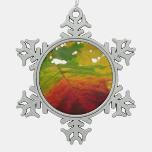 Farben des Ahornblattes Herbst Naturfotografie Schneeflocken Zinn-Ornament