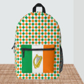 Farben des irischen Rucksacks, Harfe, irische Flag Bedruckter Rucksack