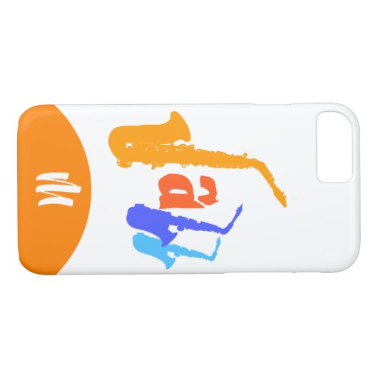 Farben des Jazz Monogram White iPhone Case (Rückseite (Horizontal))