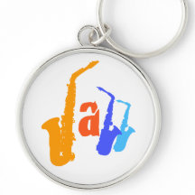 Farben des Jazz Sax Illustration Runder Schlüssela