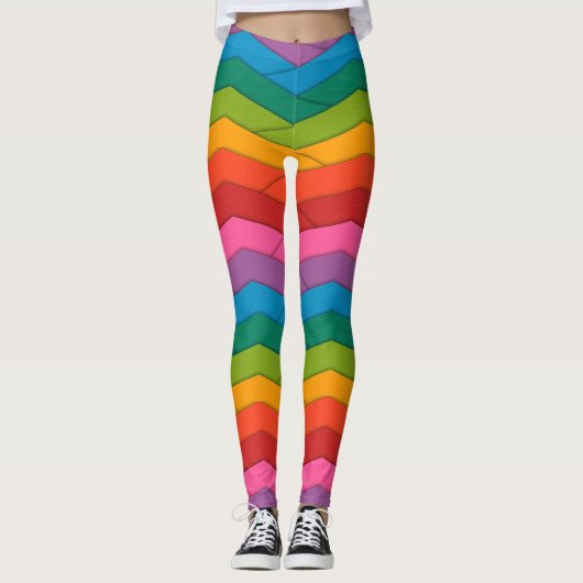 Farben des Regenbogens Strippte Leggings (Vorderseite)