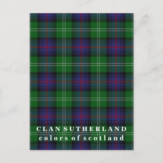 Farben des schottischen Clan Sutherland Tartan Postkarte (Vorderseite)
